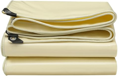 Tenuta in PVC pesante, Telone impermeabile in PVC 500 g/m² beige diverse misure con occhielli rinforzati