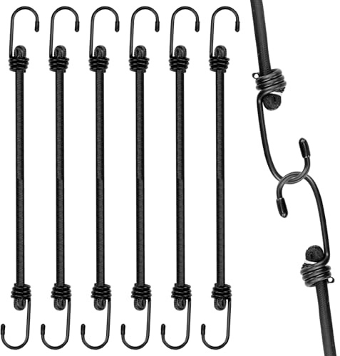 Lot de 6 tendeurs en caoutchouc avec crochets - 100 cm - Pour camping, randonnée, tentes, bâches, bateaux