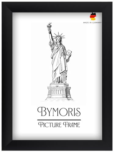 ByMoris Schwarz-Matt Holz Bilderrahmen 48 x 64 cm Bildmaß | Größen wählbar | Posterrahmen, Fotorahmen, Puzzle Rahmen, Maßanfertigung | Für Fotos, Collagen