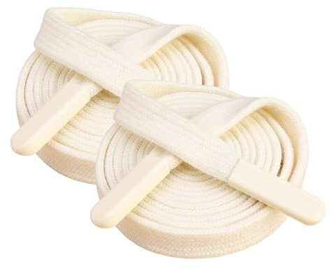 2 Pezzi di Cordoncino Universale Beige da 140CM per Sostituzione, Cordoncino Piatto da 1CM con Estremità a Chiusura in Metallo per Felpe, Pantaloni
