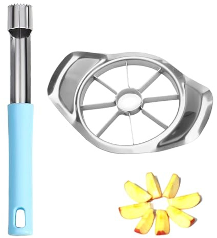1 Pcs Apple Corer + 1 Pcs Apple Slicer, Stainless Steel Apple Corer and Slicer, Quick and Easy Apple Cutter Tool Fruit Cutter for Kitchen Tomato Apple Orange Pears