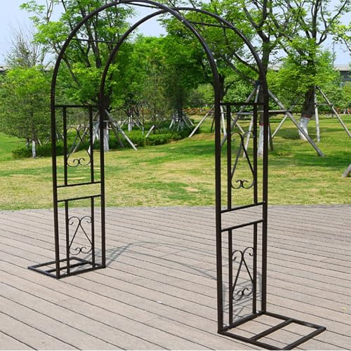 Arche Jardin en Fer forgé pour Rosiers Plantes Grimpantes, Pergola Tonnelle de Jardin pour Intérieur Extérieur, Décoration De Fête De Mariage(Brun,W260 X H230cm)