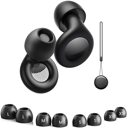 Tappi per le orecchie per il sonno - Riduzione del rumore 40 dB, tappi in silicone ultra confortevoli con 8 punte (XS/S/M/L) e custodia per il trasporto, ideale per il sonno,