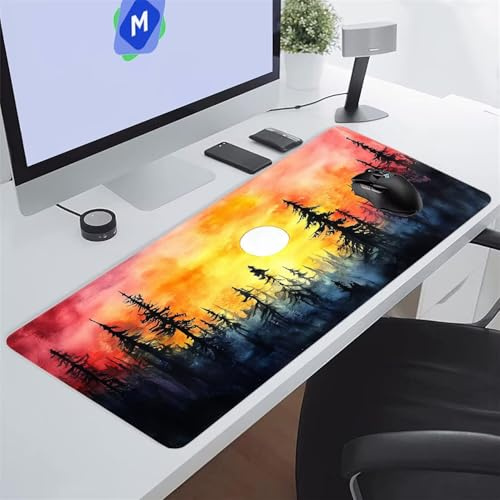 Tappetino Mouse XXL Gaming 1200x600x2 mm Acquerello Della Giungla Tappetino per Mouse Grande Cuscinetto per Tastiera Grande da Scrivania Gaming Mousepad Lavabile per Ufficio e casa