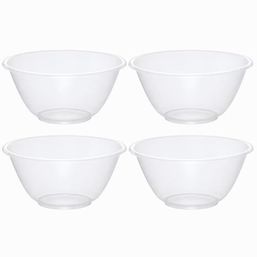 eMKay® Set of 4 Clear 30cm Plastic Mixing Bowls – 7.0L BPA-Free Food-Safe Nesting Bowls for Kitchen Prep, Baking & Serving – Microwave & Dishwasher Safe Lightweight Bowls