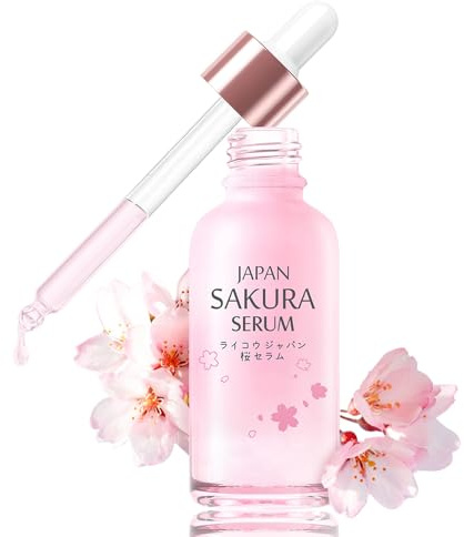 Sakura Gesichtsserum mit Niacinamid & Hyaluronsäure, Anti-Aging Serum gegen Dunkle Flecken, Poren & Trockenheit, Japan Sakura Serum Gesicht für Frauen, Feuchtigkeitsserum Gesichtspflege für Alle Haut