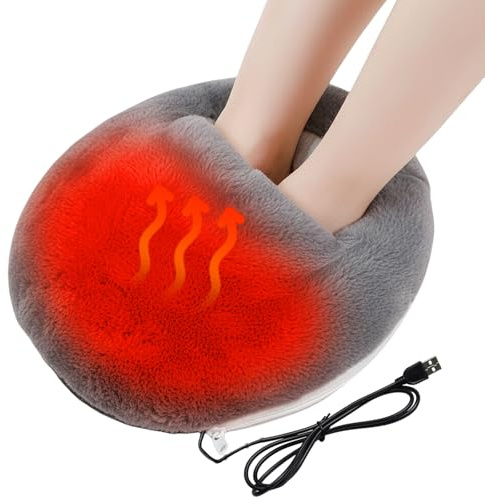 ZONSUSE Scaldapiedi Elettrico Morbidi e Comodi, Scaldapiedi Riscaldato in Pelliccia Sintetica Coniglio, Alimentato Tramite USB 5V 2A, Calore Costante a 45°C, Idee Regalo per Mamma Amanti (5V Grigio)