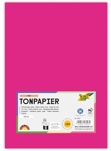 Tonpapier, 100 Bogen, 130 g/qm, DIN A4 (Pink)