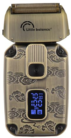 LITTLE BALANCE 8903 Baroudeur Sahara Explorer, Rasoir Electrique Homme, Etanche, 2 Lames flexibles, 2 vitesses, S'utilise avec ou sans fil, Autonomie 1h30, Charge rapide USB-C, Finition cuivre