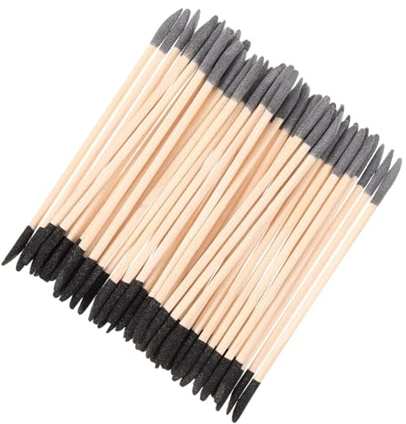 SOIMISS 100 Bâtonnets de Manucure en Bois Double Embout Grain Noir et Gris 13,7 Cm pour Ponçage et Repousse-cuticules, Outils de Soin des Ongles pour Manucure et Pédicure,