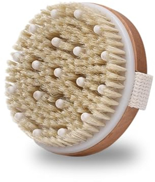 wojonifuiliy Trockenbürste für Lymphdrainage, Körperbürste mit Naturborsten, Massagebürste gegen Cellulite, Duschbürste für trockene Haut und Durchblutungsförderung, für alle Hauttypen