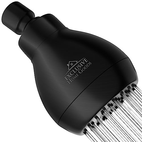 Soffione doccia ad alta pressione, nero opaco, potente soffione per bagno deluxe con forte flusso di spruzzo e piccoli ugelli in silicone, misura universale, funziona con docce a flusso d'acqua alto e