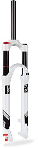 Forks MTB Fahrradgabel,1-1/8 Scheibenbremse MTB Federung Luftdruck Zugstufeneinstellung Federweg 130mm (Color : White-HL, Size : 29inch)