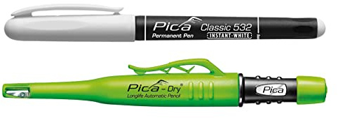 vasalat Pica Permanent Marker weiß + Pica Dry Tieflochmarker Graphit 2 teilig