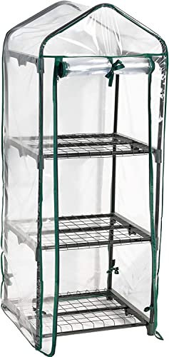HSD Mini-Gewächshaus mit wetterfester PVC-Kunststoffabdeckung, kleines Pflanzenwachstum, für drinnen und draußen, Garten, Reißverschluss, einfache Montage ohne Werkzeug (3 Etagen (126x39x59 cm))