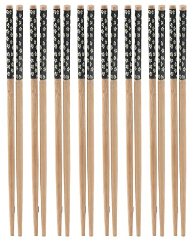 8 Pairs Natural Bamboo Chopsticks Reusable Classic Japanese Style Non-Slip Dishwasher Safe Chopsticks Set for Home Restaurant