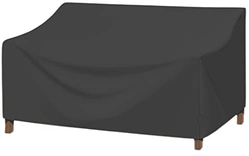 EKQSGLC Housse pour Canapé de Jardin, 600D Imperméable, Résistant aux UV et au Vent - Noir (236 x 102 x 60/89 cm)