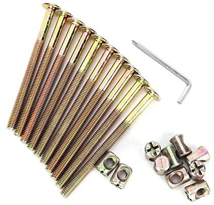 10 Stück M6 *100mm Zylindermuttern Schrauben Kit,Möbelverbinder Schrauben,M6*13 mm Barrel Muttern für Möbelbetten Kinderbetten Krippe und Stühle mit Schraubenschlüssel (M6*100mm)