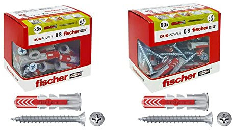 Fischer – Dübel Duopower mit Schraube, grau, 544017 & – Dübel Duopower mit Schraube, grau, 544016