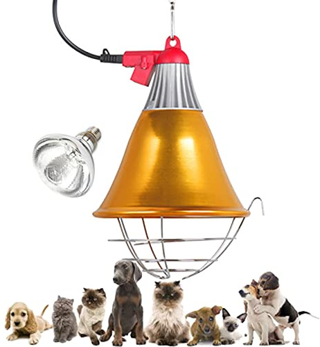 Wärmelampe, Wärmelampe für Geflügel für Küken, Brutlampe mit 250 W Glühbirne für Welpen, Kätzchen und Ferkel, Wärmelampe für die Zucht, Schalter für hohe/niedrige Tempera