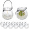 Relaxdays Photophore en Verre, Lot de 12, Porte-Bougie avec Anse, HxD : 7,5 x 8 cm, récipient Rond, Transparent