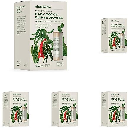 Easy Gocce Piante Grasse. Concime in Fiale per tutti i tipi di Piante Grasse. 6 fiale di fertilizzante da 32ml pronte all'uso. (Confezione da 5)
