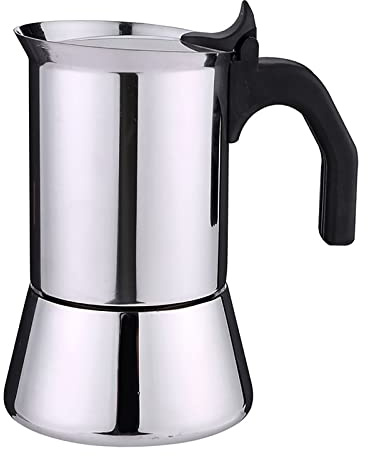 Cafetière Moka Cafetière en Acier Inoxydable Pot Fait à la Main Italienne Moka Pot Ménage Petite Machine à Café Ensemble Mini Épaississement Simple à Utiliser (Couleur : Argent, Taille : 300ml)