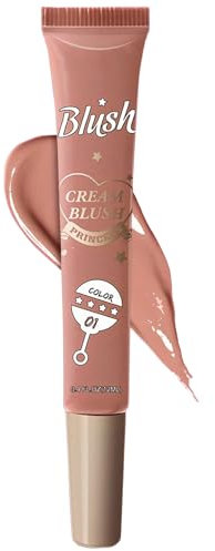 Liquid Blush, Pink Cream Blusher Stick Blushers for Cheeks Make Up Long-Wearing Waterproof Peach Liquid Highlighter Cream Blusher for Mature Skin Lip and Cheek Tint