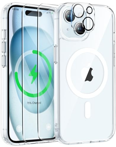 ORETECH für iPhone 15 Hülle mit 2 Schutzfolie, Klar