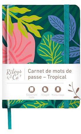 Rileys & Co. Carnet de Mot De Passe Avec Onglets de A à Z - Cahier Répertoire Alphabétique De Mot De Passe - Livre De Mot De Passe, Conserver Vos Identifiants Web (15,2 x 11,4 cm, Tropical)