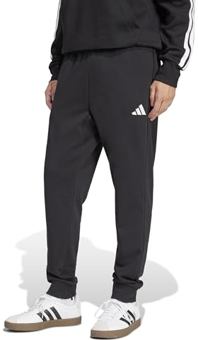 adidas Hombre Essentials Feelcozy French Terry Pants, Black/White, XS