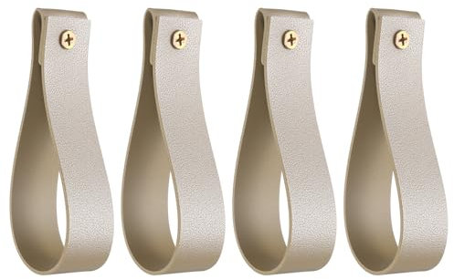 QUARKZMAN 4pz Porta Asta Tende Pelle 1 x 4.7 Pollici Cinghie Appendere Parete Staffe per Ganci per Asta Tende Ganci con Viti per Parete Bagno Cucina Camera da Letto, Oro