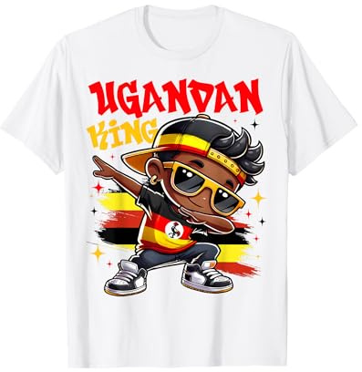 Ugandan King Dabbing Uganda Flag Pride for Kids T-Shirt
