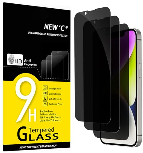 NEW'C 3 Stück, Sichtschutz für iPhone 16e, iPhone 14, 13, 13 Pro für Panzerglas (6,1), Blickschutzfolie Privacy screen mit Anti Spy- 28-Grad-Schutzwinkel-Einfaches Installationswerkzeug enthalten
