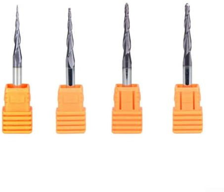 Outil de gravure pour le travail du bois, fraise à bout sphérique conique, tige 1/8, dureté HRC55 (1,0 mm)