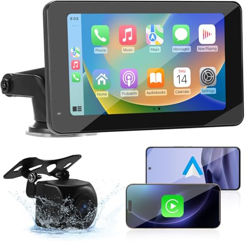 Display Aurevita 7 Pollici CarPlay, Schermo Android Auto Upgrade 2025, CarPlay Car Tablet con Navigazione, Controllo Vocale, Mirror Link, Schermo Touch, Lettore Multimediale per Auto