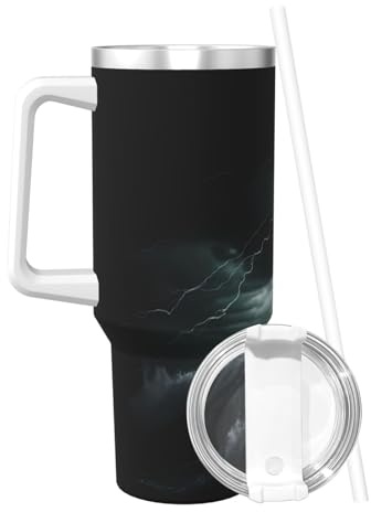 POEZJZW Ship in The Storm 40 Oz Tumbler Stainless Steel Vacuum Insulated Coffee Ice Cup Double Wall Travel Flask with Handle