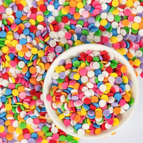 Essbare Konfetti Streusel,130g,Regenbogen Zuckerstreusel Kuchen Dekorieren | Runde Zuckerdeko,Essbarer Zucker zum Backen,Verzieren Kuchen,Cupcakes Torten, Für Geburtstag,Hochzeit,Jubiläum Feiertagsparty