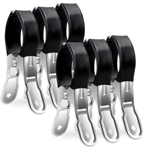 Lot de 6 grandes pinces à serviette géantes pour chaises longues de plage avec housse de protection - Pinces à linge coupe-vent - En métal - Pour le linge, la plage et les vêtements épais