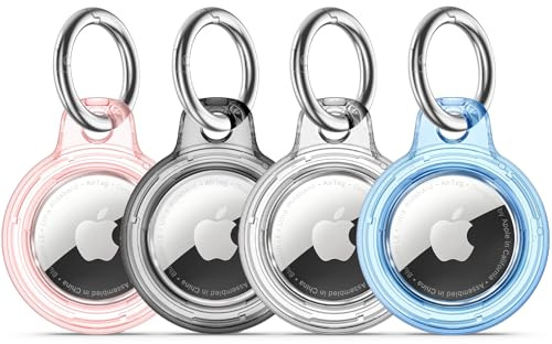TNSNK Waterproof for Apple Airtag Holder Case with Lock, Clear for Airtag Pendant Key Ring Case with Keychain for Luggage/Bicycles/Pets