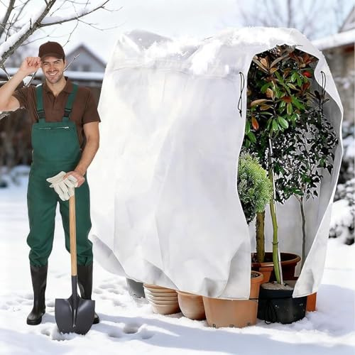 INSANYJ Tessuto Non Tessuto per Piante, 200 x 240 cm 70 g/m² Cappuccio Protezione Piante, Telo Copri Piante Inverno, Antivento e Antigelo con Cordoncino, Facile da Installare