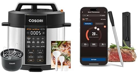 COSORI Pressure Cooker Electric and Wireless Meat Thermometer, 14 Functions(Slow&Rice Cooker, Sous Vide, Cake Maker, etc.), 70% Faster, Non-Stick, 65+ Recipes(Cookbook&Online)