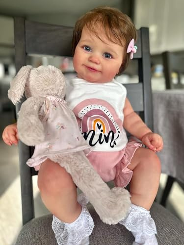 Zero pam Reborn Baby Puppen Vollsilikon Lebensecht Mädchen-50CM Reborn Puppe Mit Haaren, Lebensechte Babypuppen, Babypuppen Wie Echt, vollsilikon Baby mit Zubehör, Puppe Ab 3 Jahre Mädchen