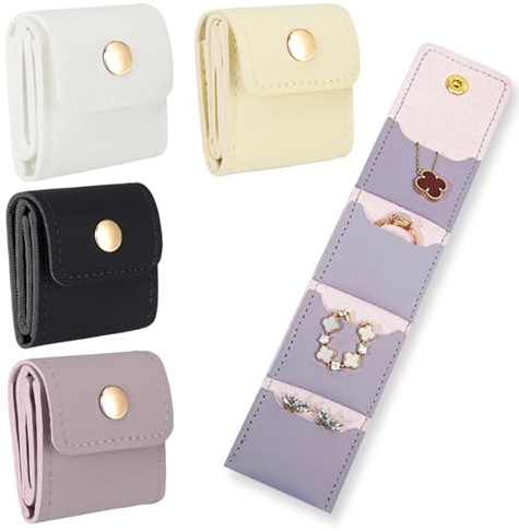 4 Stück Mini Schmuckkästchen Reise Praktischer Schmucktasche Schmuckrolle Für Reisen Frauen Schmuckbeutel Zur Aufbewahrung Von Schmuck, Edelsteinen, Ohrringen Und Halsketten