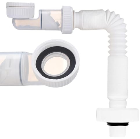 Dexpally 1 1/4 Inch Flexible Waste Pipe, Bathroom Sink Waste Kit, Extendable 38–93 cm Sink Waste Pipe, Space-Saving Odour-Proof Washbasin Drain Pipe, for Bathroom, Kitchen & Wash Basin Sink. (White)