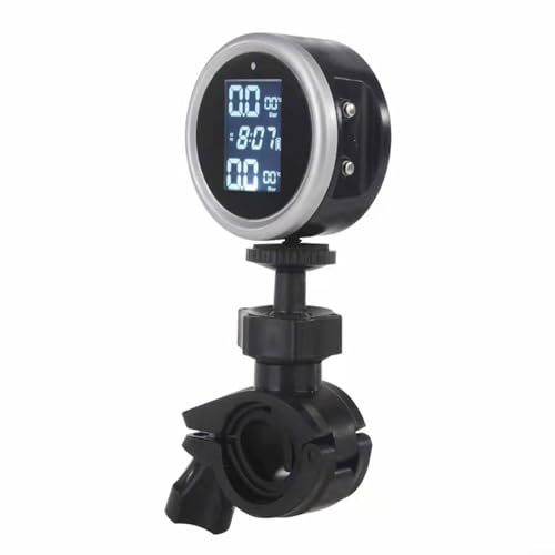 ZiStarlilife 1 Set Kabelloses Motorrad-TPMS-Reifendruckkontrollsystem mit Solarladung, wasserdichtes LCD-Display, 2 externe Sensoren für Echtzeitdruck