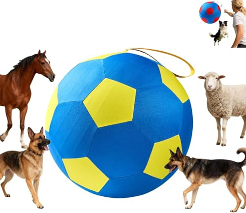 Generisch Herding Ball für Hunde, Aufblasbarer Hundeball, Bissfester Treibball für Hütehund, Großer Interaktiver Hundespielball aus PVC für Ausbildung & Bewegung (Gelb Blau, L)