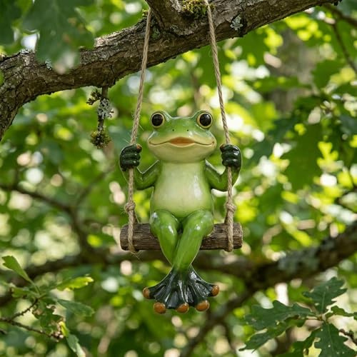 Grenouille à Suspendre en Résine, Décoration de Bassin, 12×7,5×6,5 cm