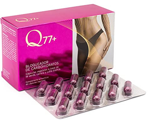 Q77+ - Complemento Alimenticio - Bloqueador de Carbohidratos - Regula el Apetito y el Peso Corporal - Regula la Síntesis de los Hidratos de Carbono - Formato de 60 Cápsulas