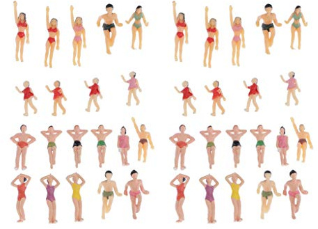 Perfeclan Lot de 40pcs Figurines Personne Nageurs Homme et Femme Modèles en Plastique pour Paysage Modélisme Piscine échelle 1: